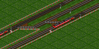 Zwei Züge durchfahren dank Pfadsignalen zeitgleich denselben Signalblock