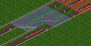 Although the signal block is free, the entry pre-signals are red because all exit-signals are red